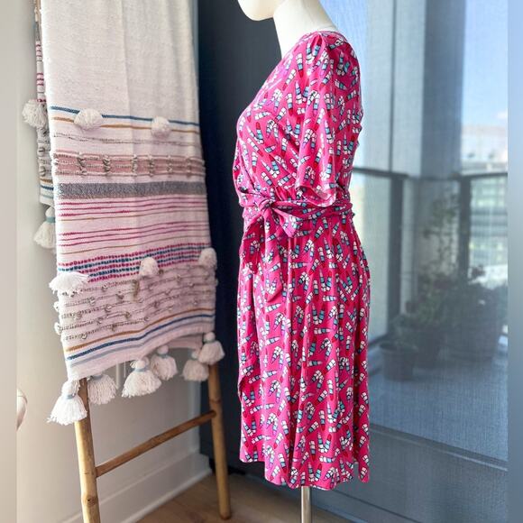 Lilly Pulitzer Arian Lipstick Print Short Sleeve Wrap Mini Dress Women’s Size XS - Picture 3 of 9
